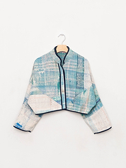 The Kaira Cropped Quilted Patchwork Kantha Jacket