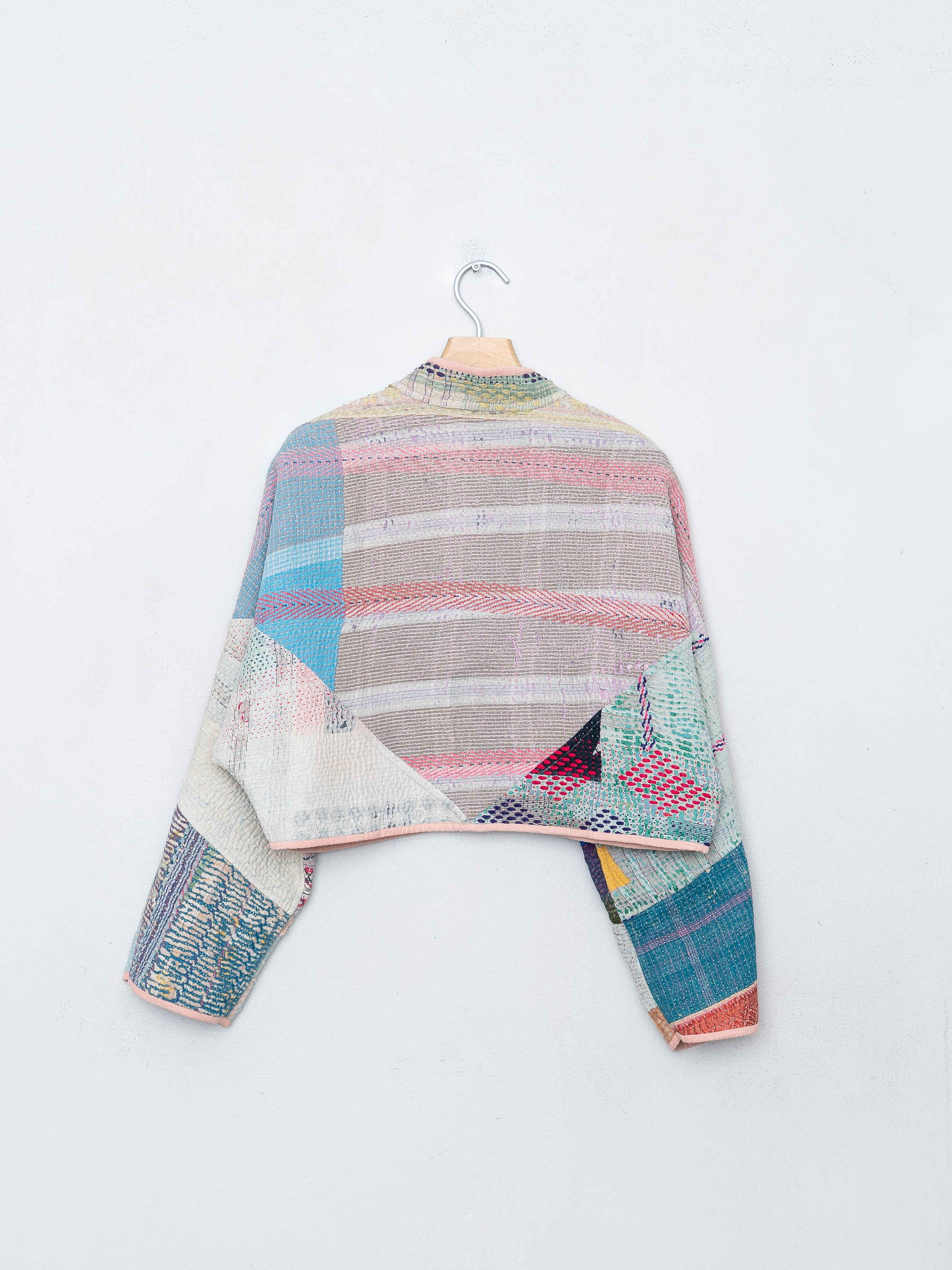 The Kaira Cropped Quilted Patchwork Kantha Jacket