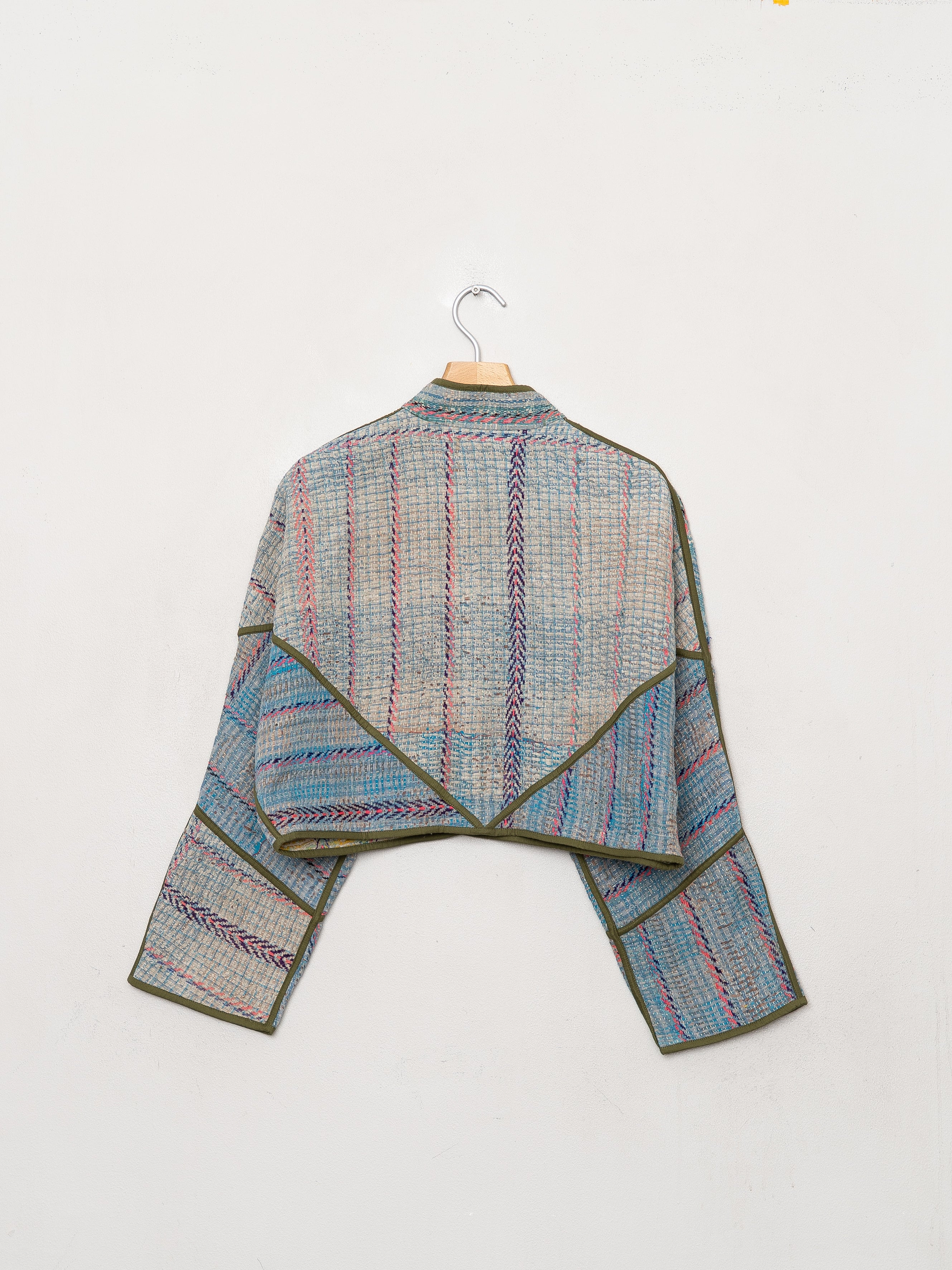 The Kaira Cropped Quilted Patchwork Kantha Jacket