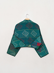 The Kaira Cropped Quilted Patchwork Kantha Jacket