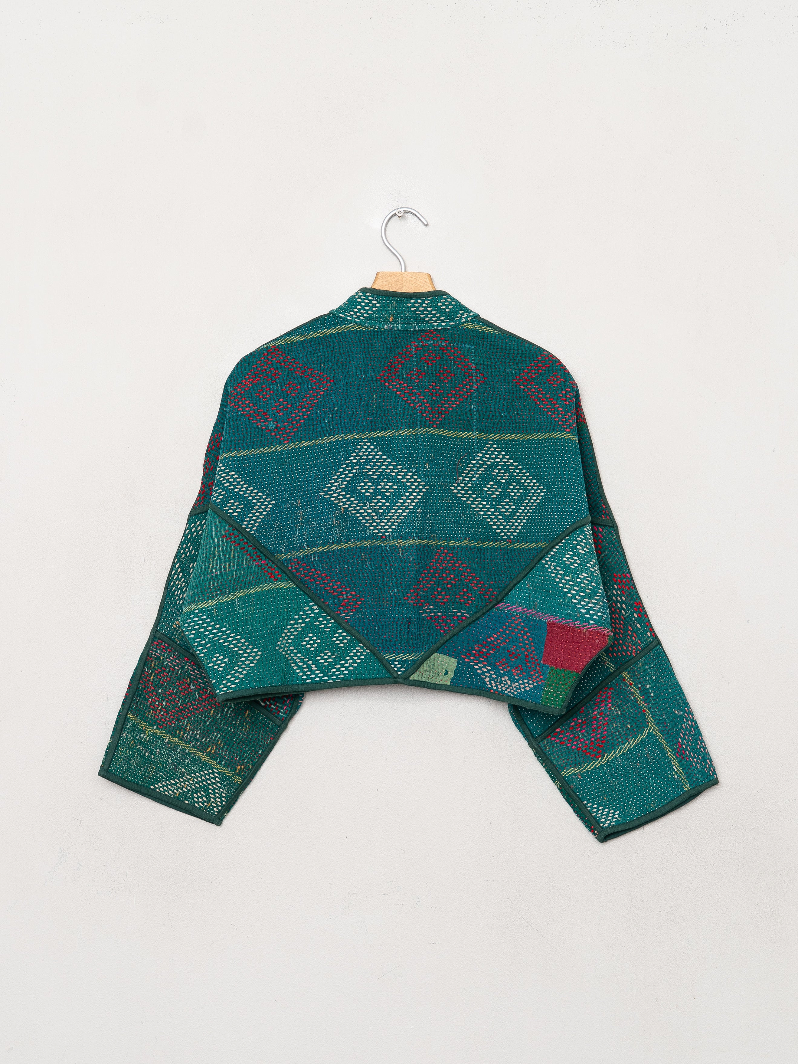 The Kaira Cropped Quilted Patchwork Kantha Jacket