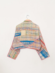 The Kaira Cropped Quilted Patchwork Kantha Jacket