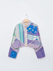 The Kaira Cropped Quilted Patchwork Kantha Jacket