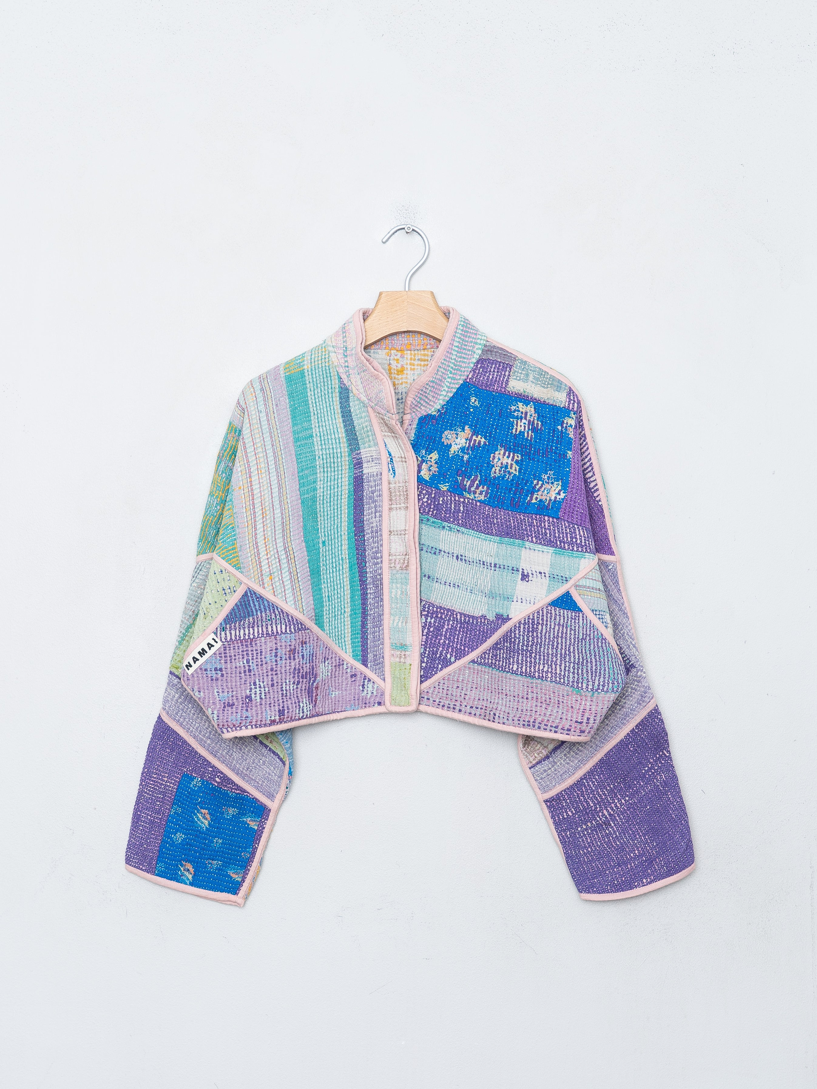 The Kaira Cropped Quilted Patchwork Kantha Jacket
