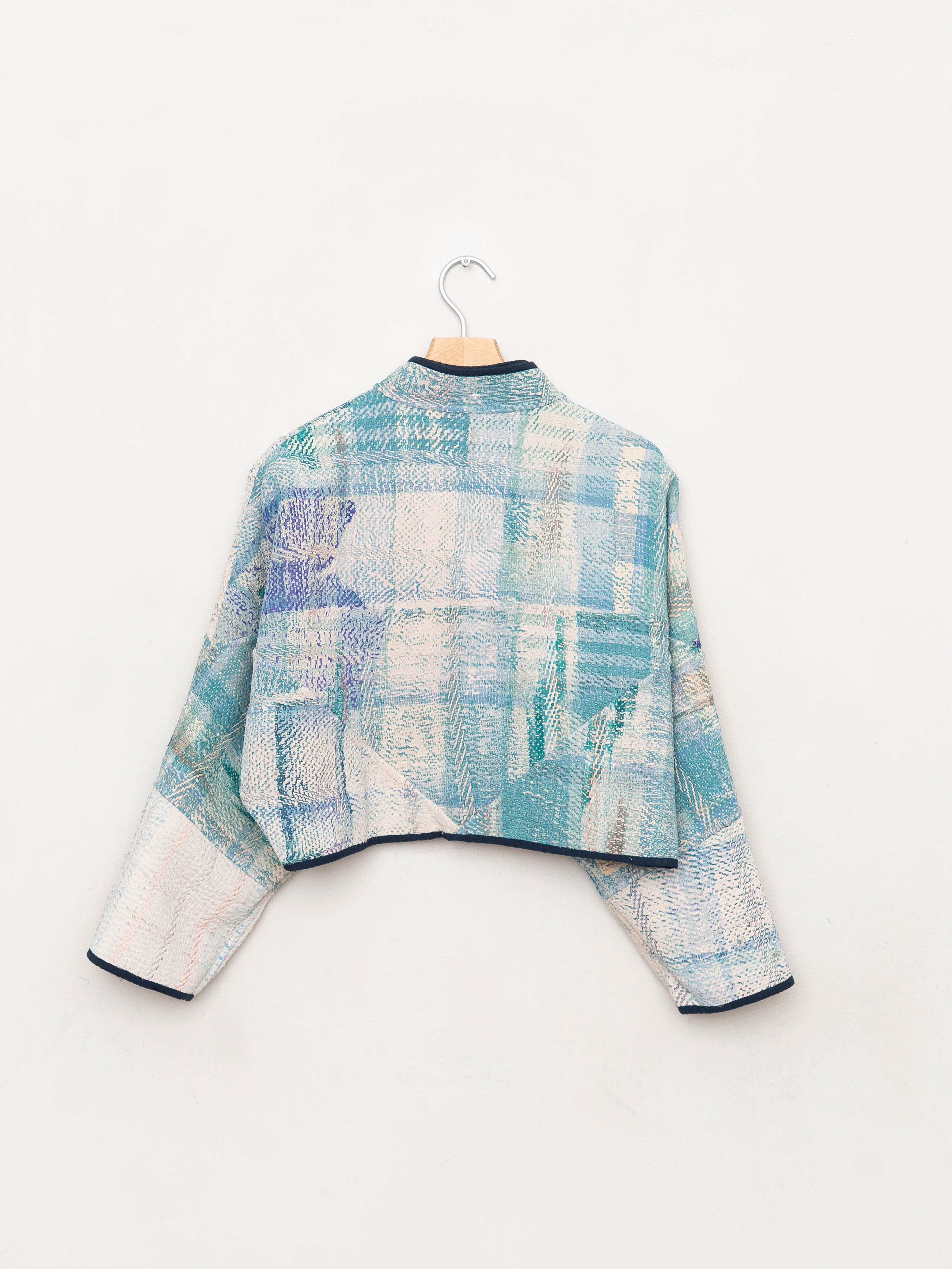 The Kaira Cropped Quilted Patchwork Kantha Jacket
