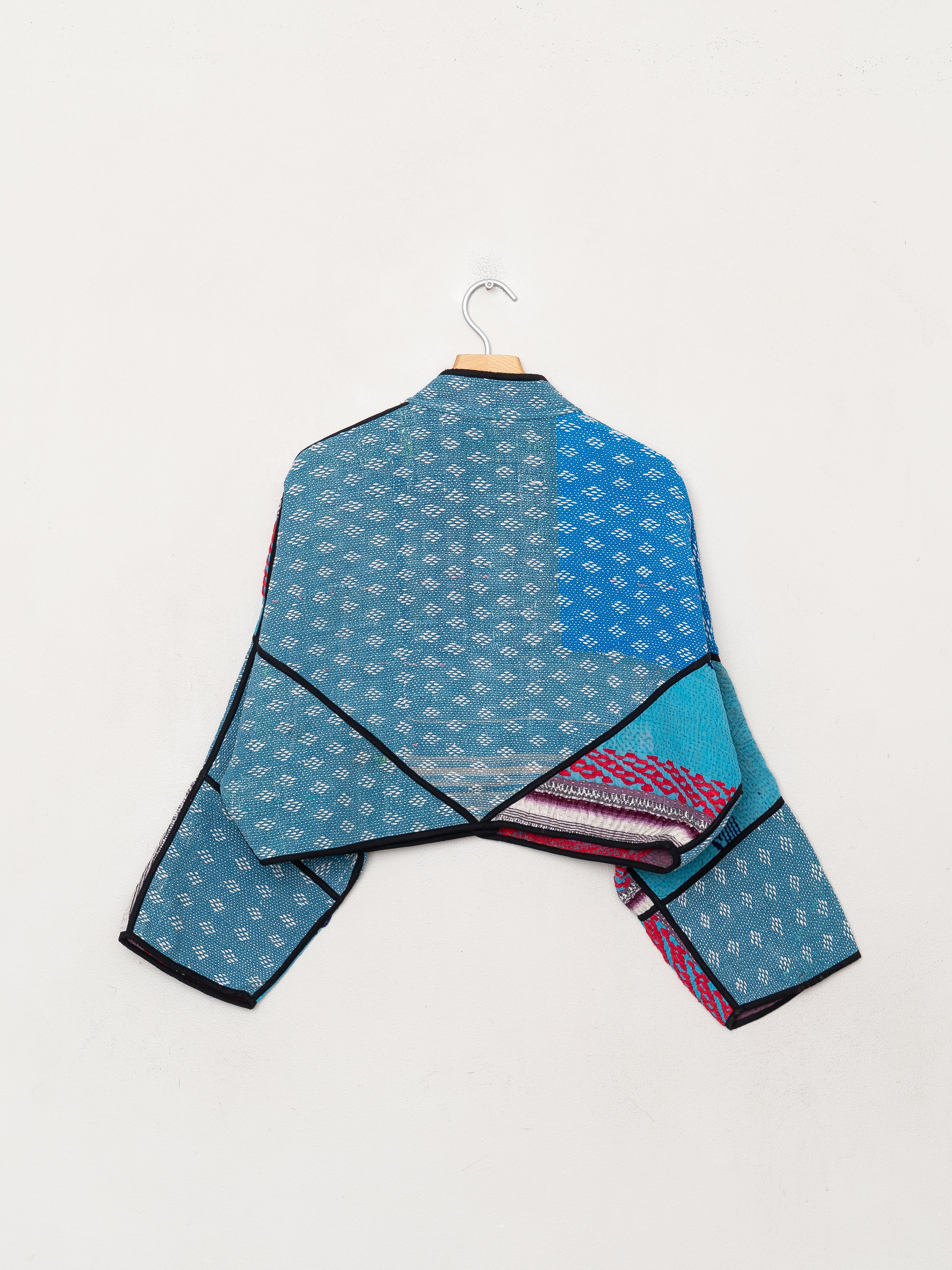 The Kaira Cropped Quilted Patchwork Kantha Jacket