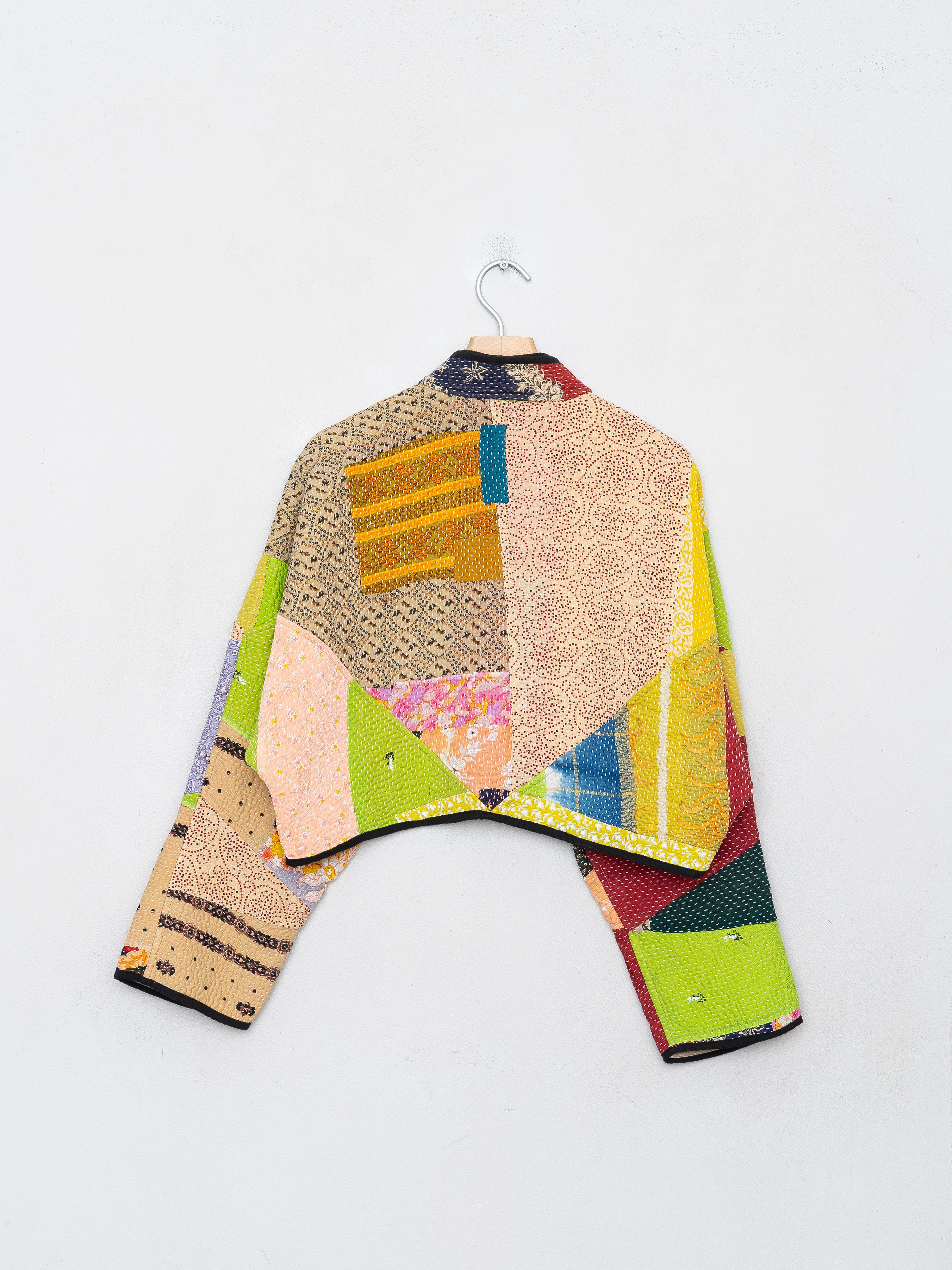 The Kaira Cropped Quilted Patchwork Kantha Jacket