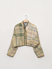 The Kaira Cropped Quilted Patchwork Kantha Jacket