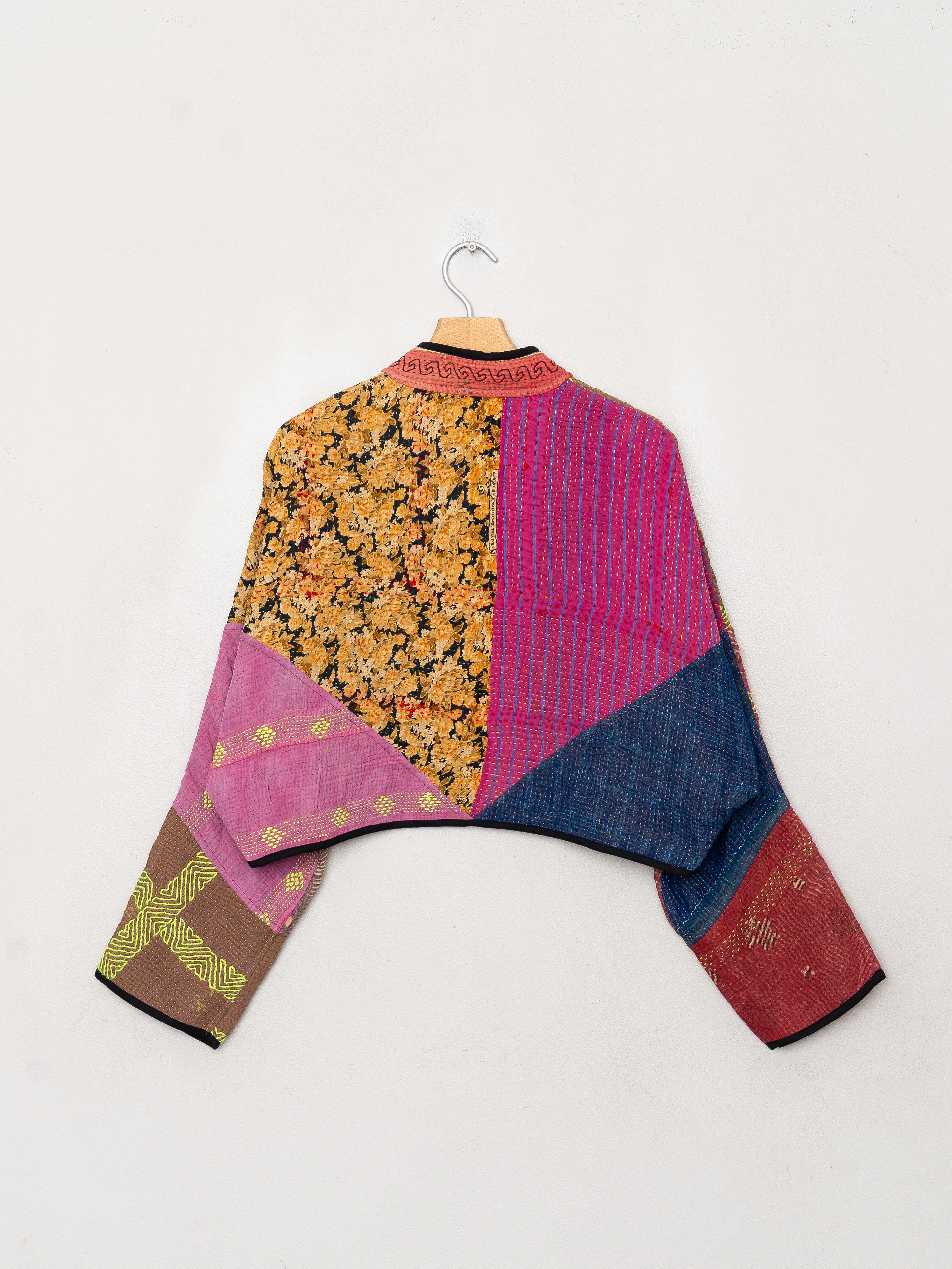 The Kaira Cropped Quilted Patchwork Kantha Jacket