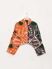 The Kaira Cropped Suzani Quilted Kantha Jacket