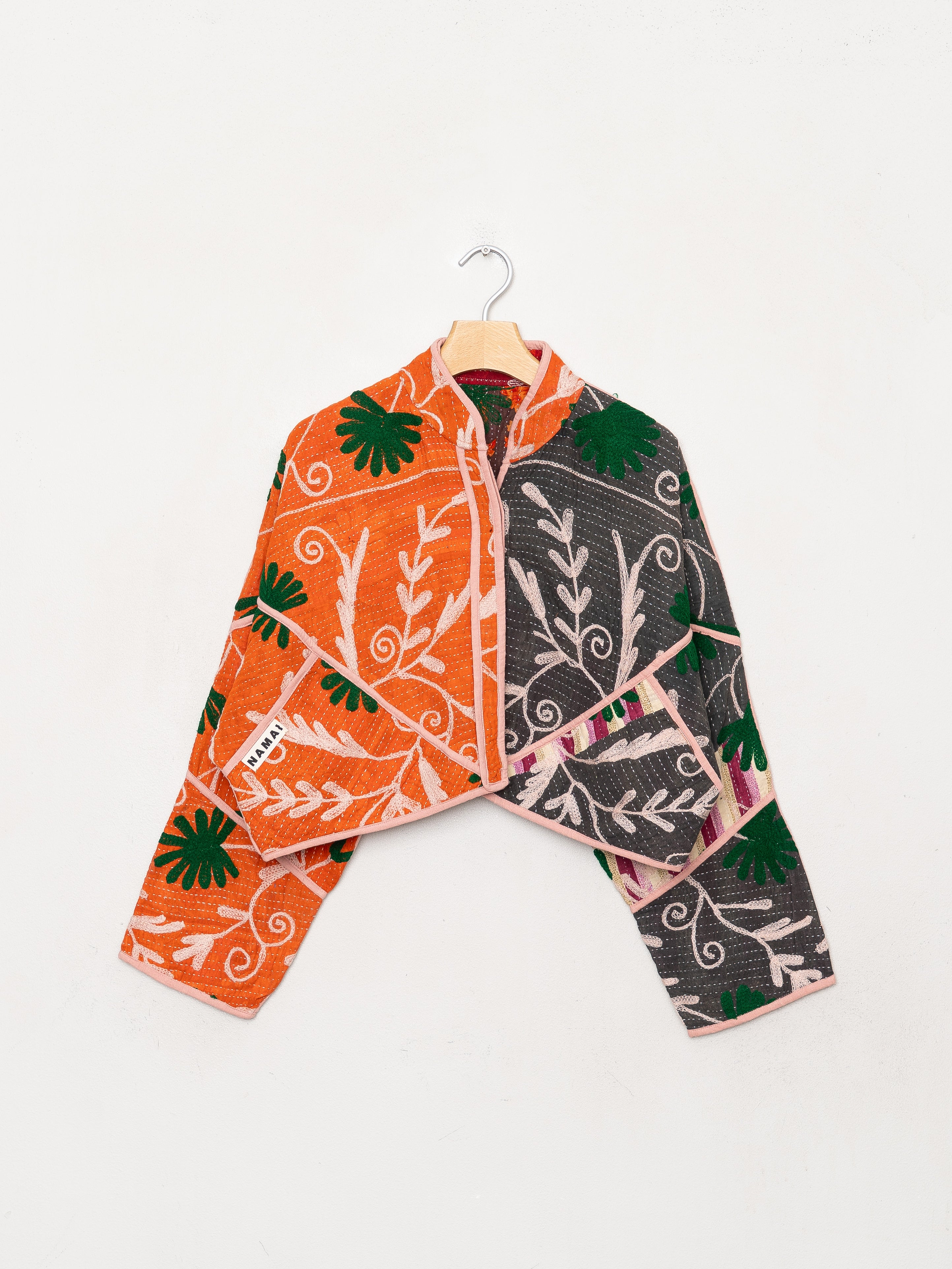 The Kaira Cropped Suzani Quilted Kantha Jacket