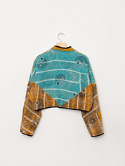 The Kaira Cropped Suzani Quilted Kantha Jacket