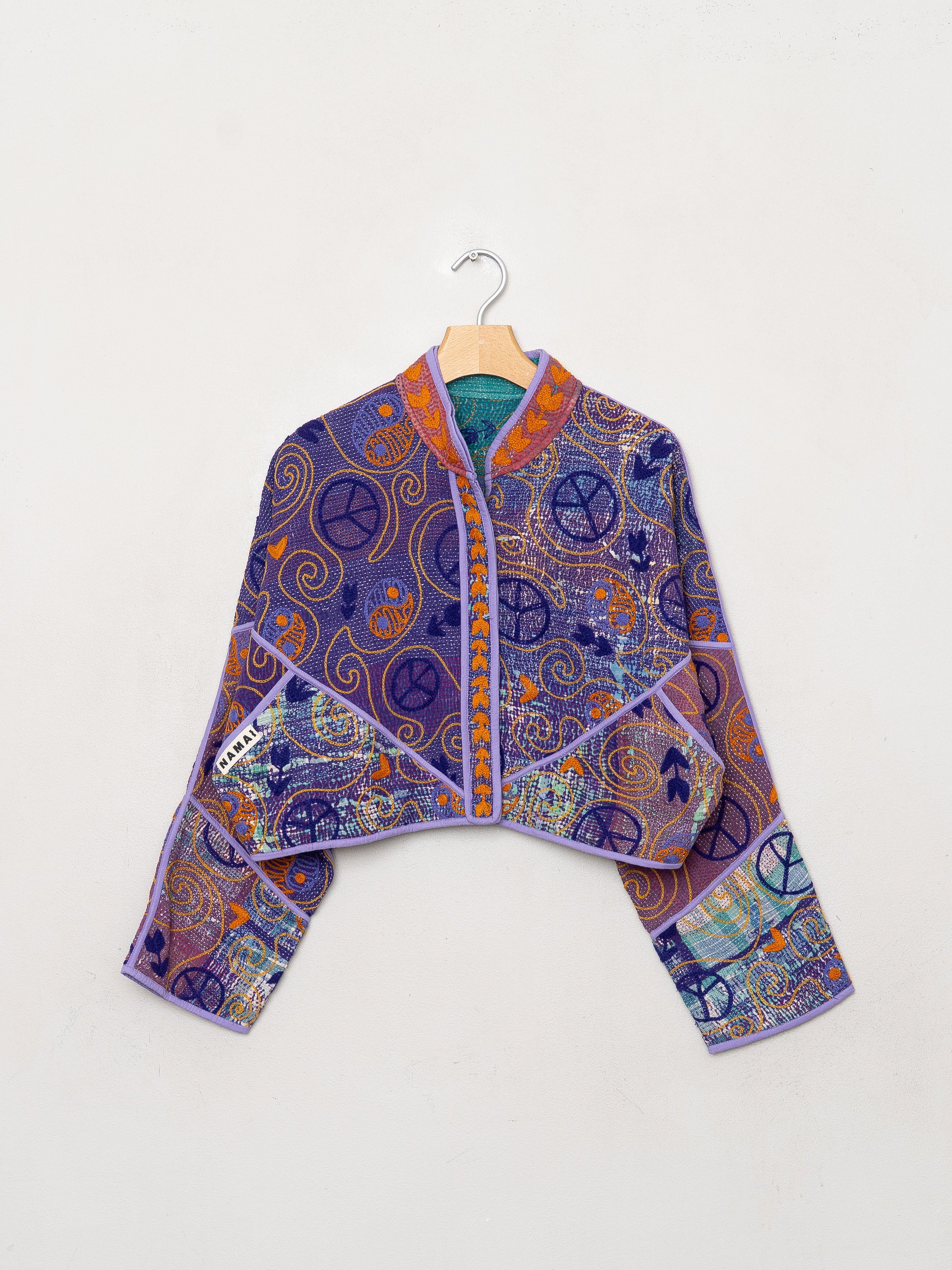 The Kaira Cropped Suzani Quilted Kantha Jacket