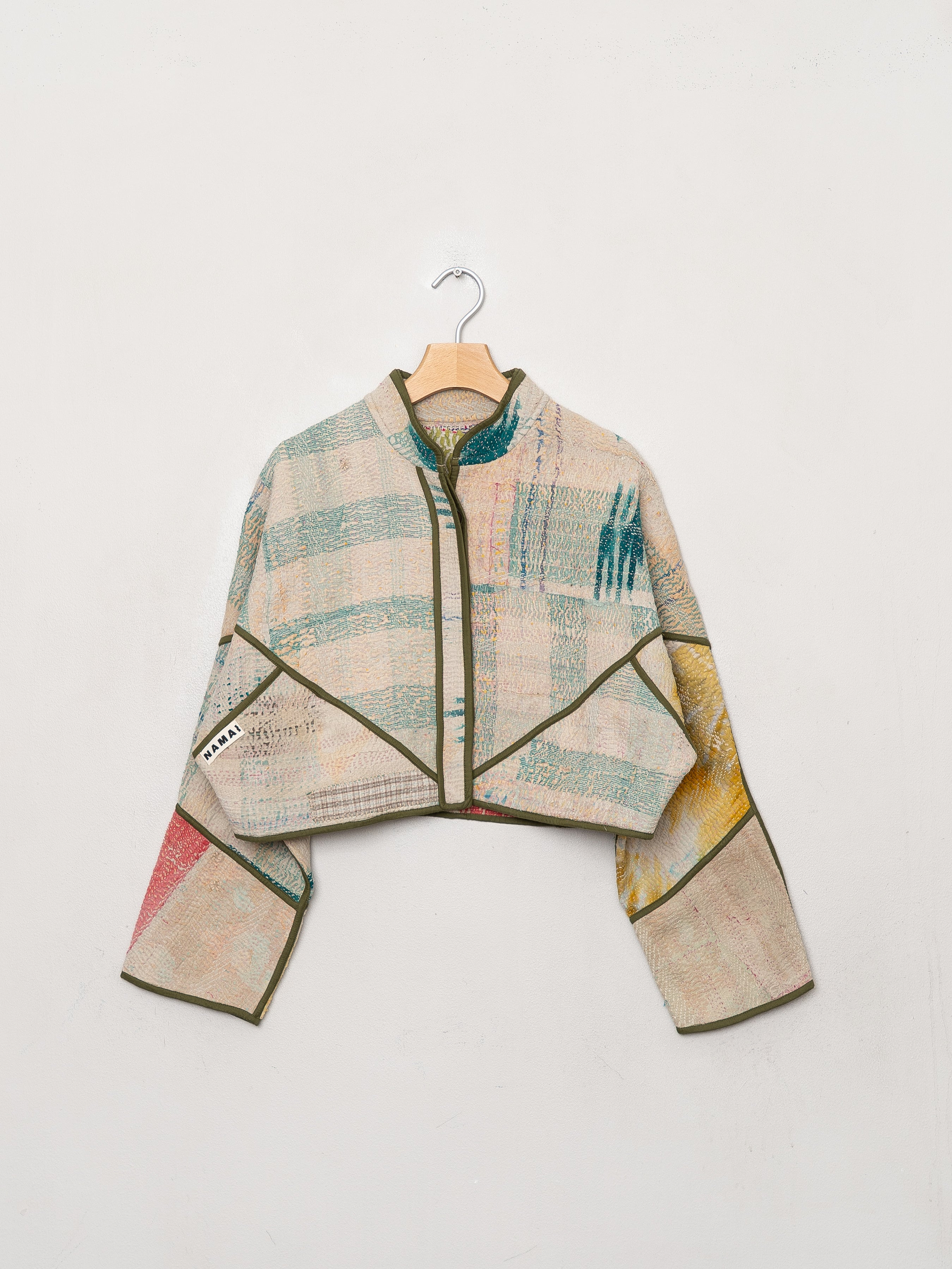 The Kaira Cropped Quilted Patchwork Kantha Jacket