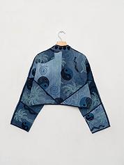 The Kaira Cropped Denim Suzani Jacket - Medium