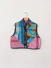 The Kaira Quilted Patchwork Kantha Vest