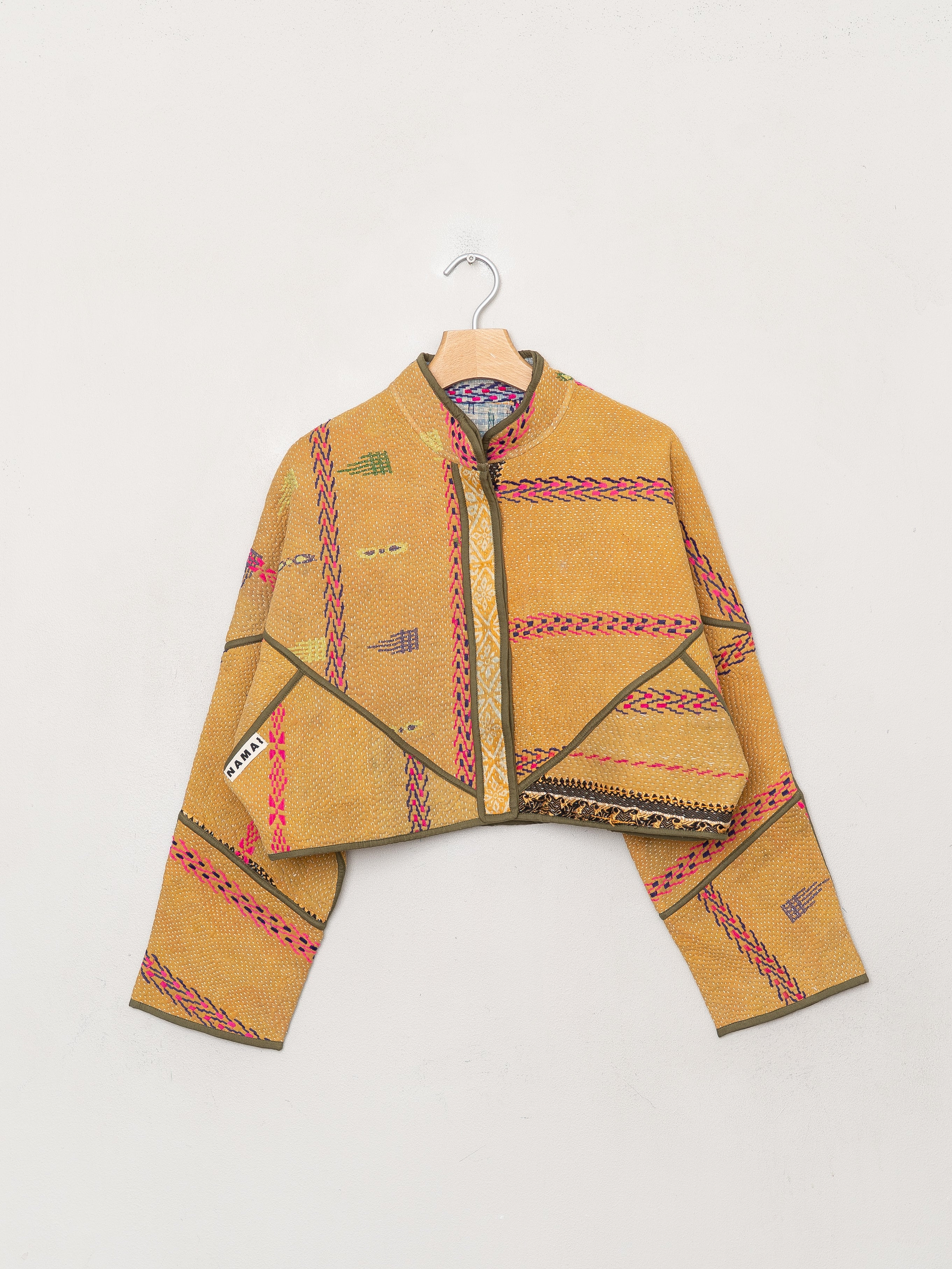 The Kaira Cropped Quilted Patchwork Kantha Jacket