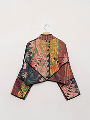 The Kaira Cropped Suzani Quilted Kantha Jacket