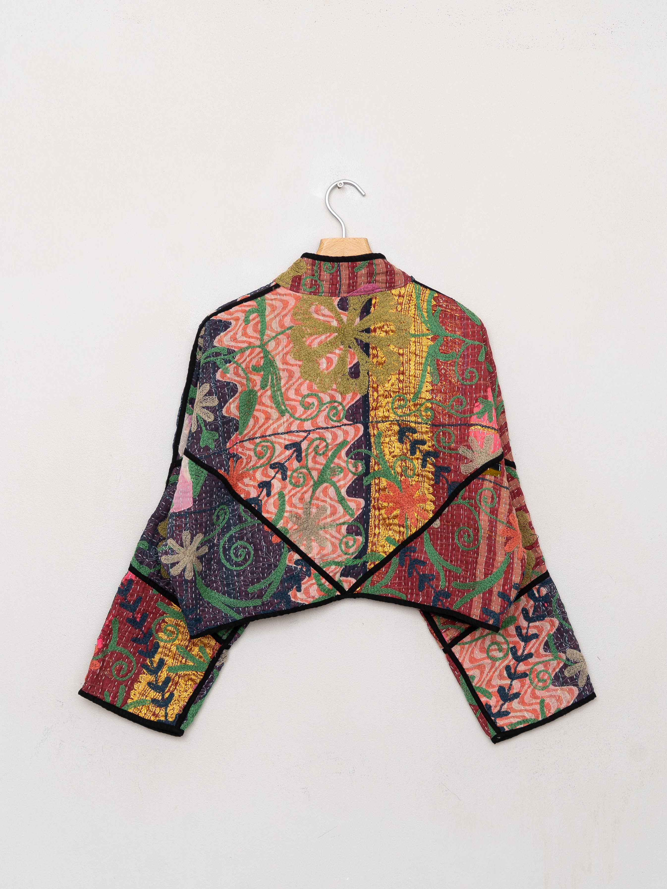 The Kaira Cropped Suzani Quilted Kantha Jacket