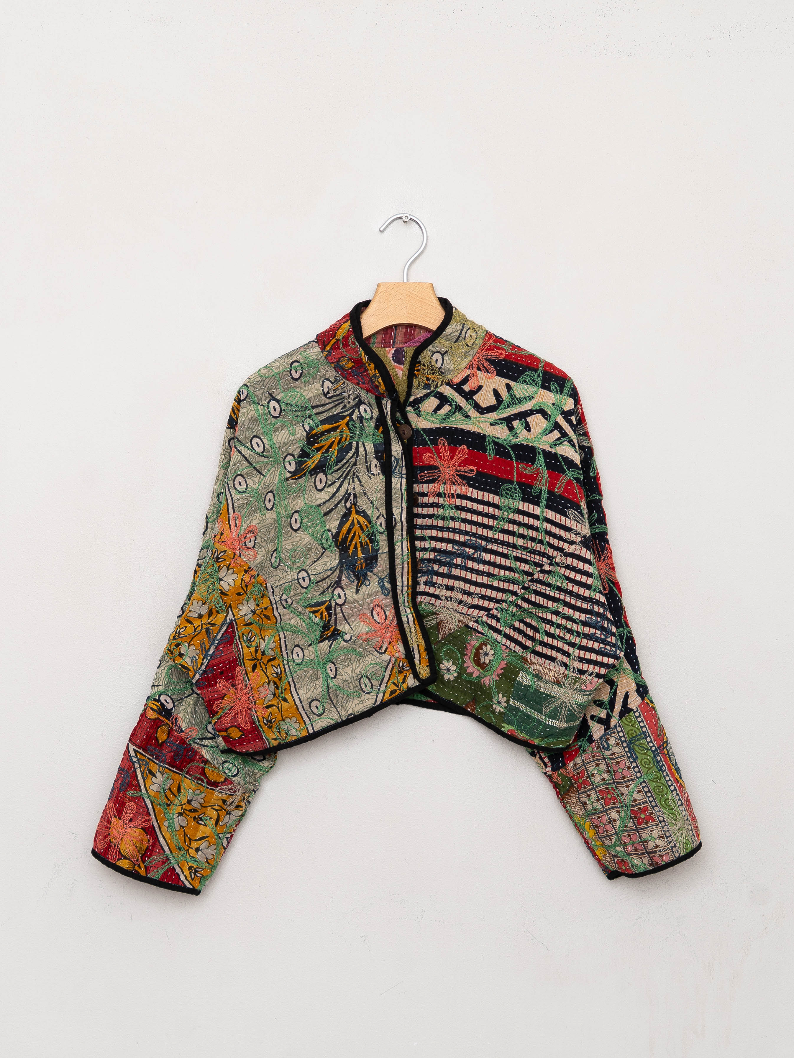 The Kaira Cropped Suzani Quilted Kantha Jacket