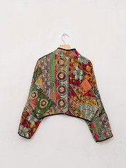 The Kaira Cropped Suzani Quilted Kantha Jacket
