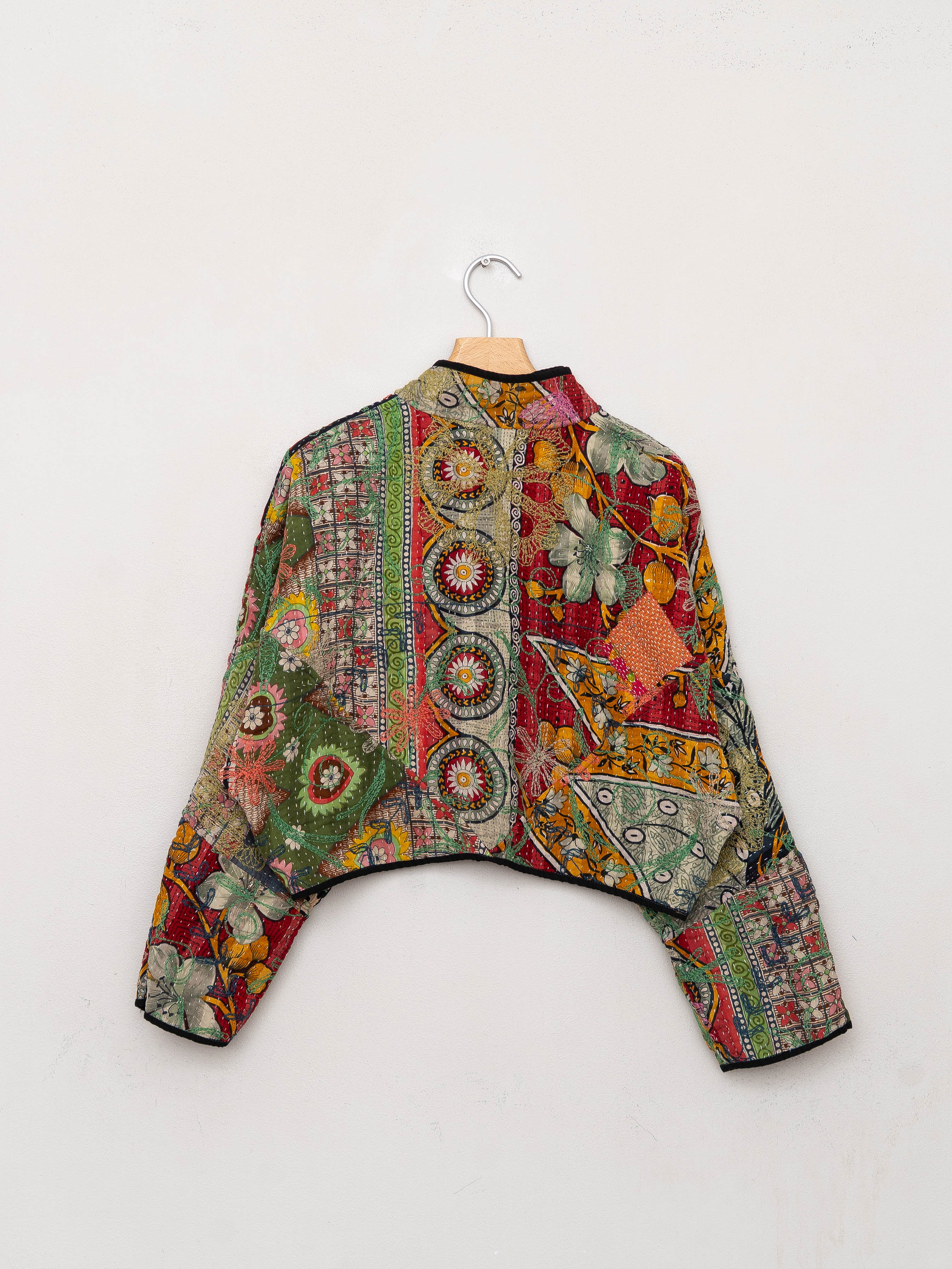 The Kaira Cropped Suzani Quilted Kantha Jacket