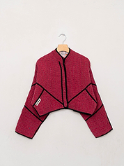 The Kaira Cropped Suzani Cut Out Kantha Jacket