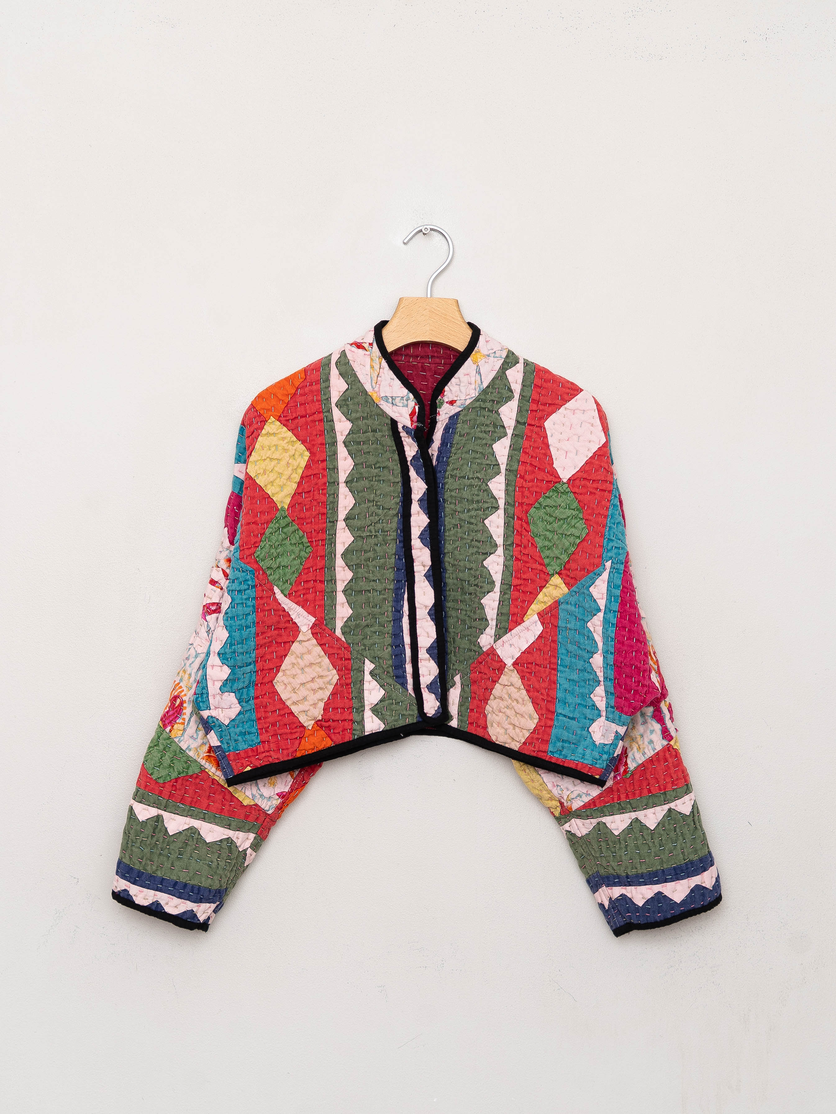 The Kaira Cropped Suzani Cut Out Kantha Jacket