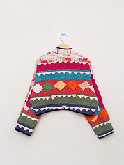 The Kaira Cropped Suzani Cut Out Kantha Jacket