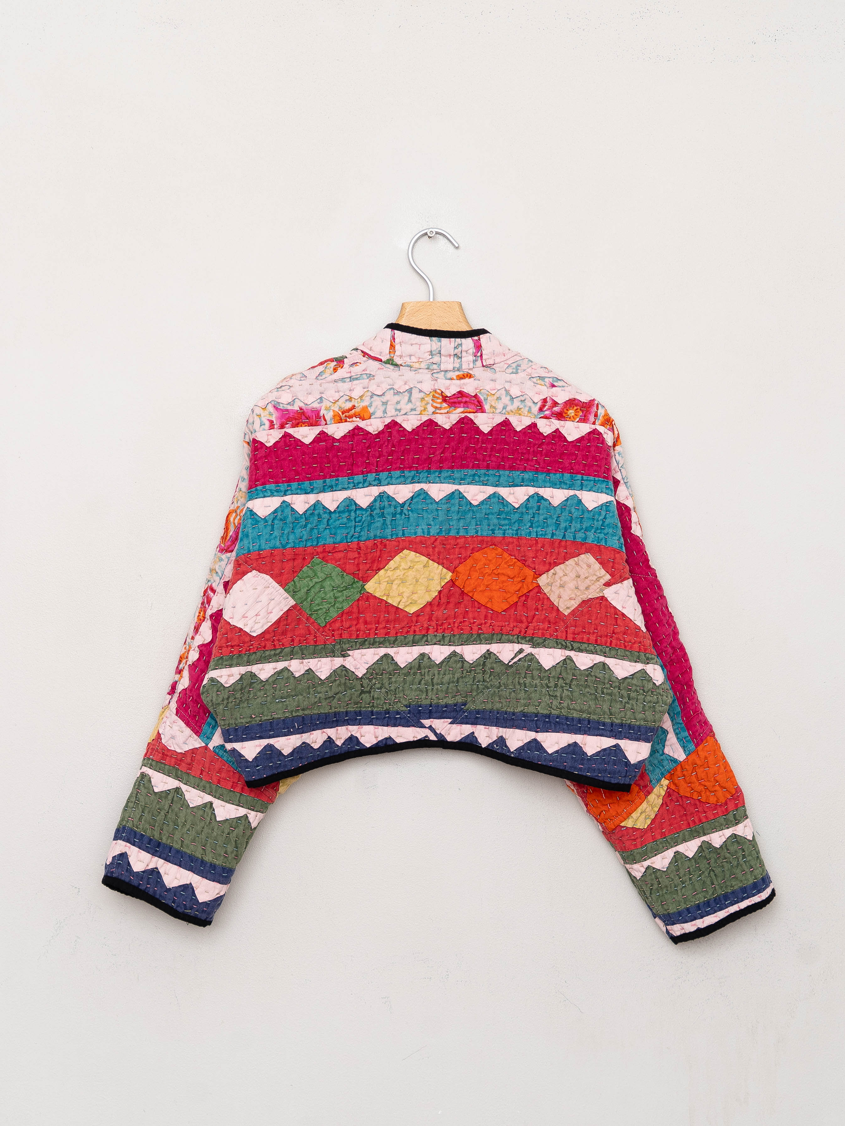 The Kaira Cropped Suzani Cut Out Kantha Jacket
