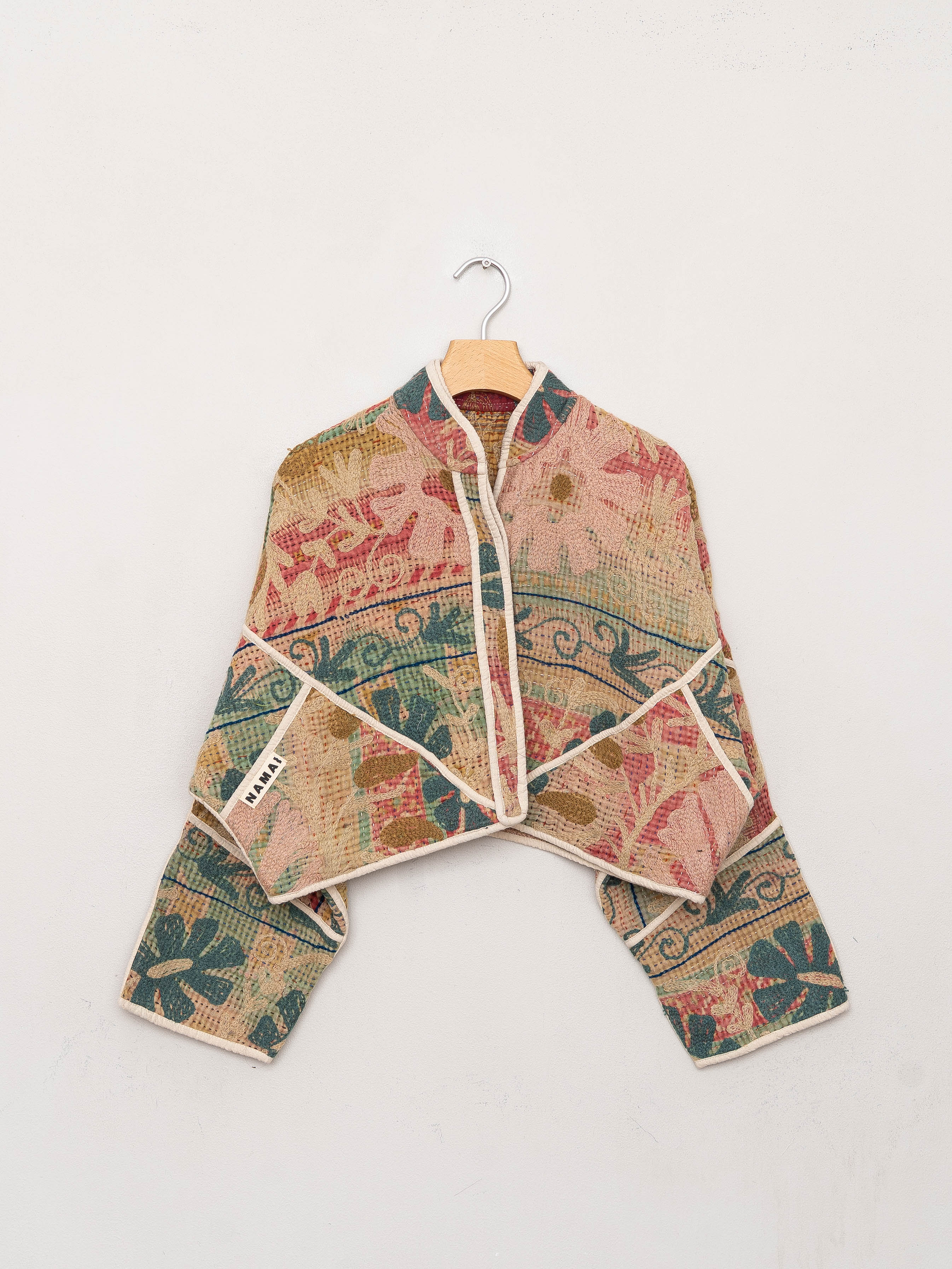 The Kaira Cropped Suzani Quilted Kantha Jacket