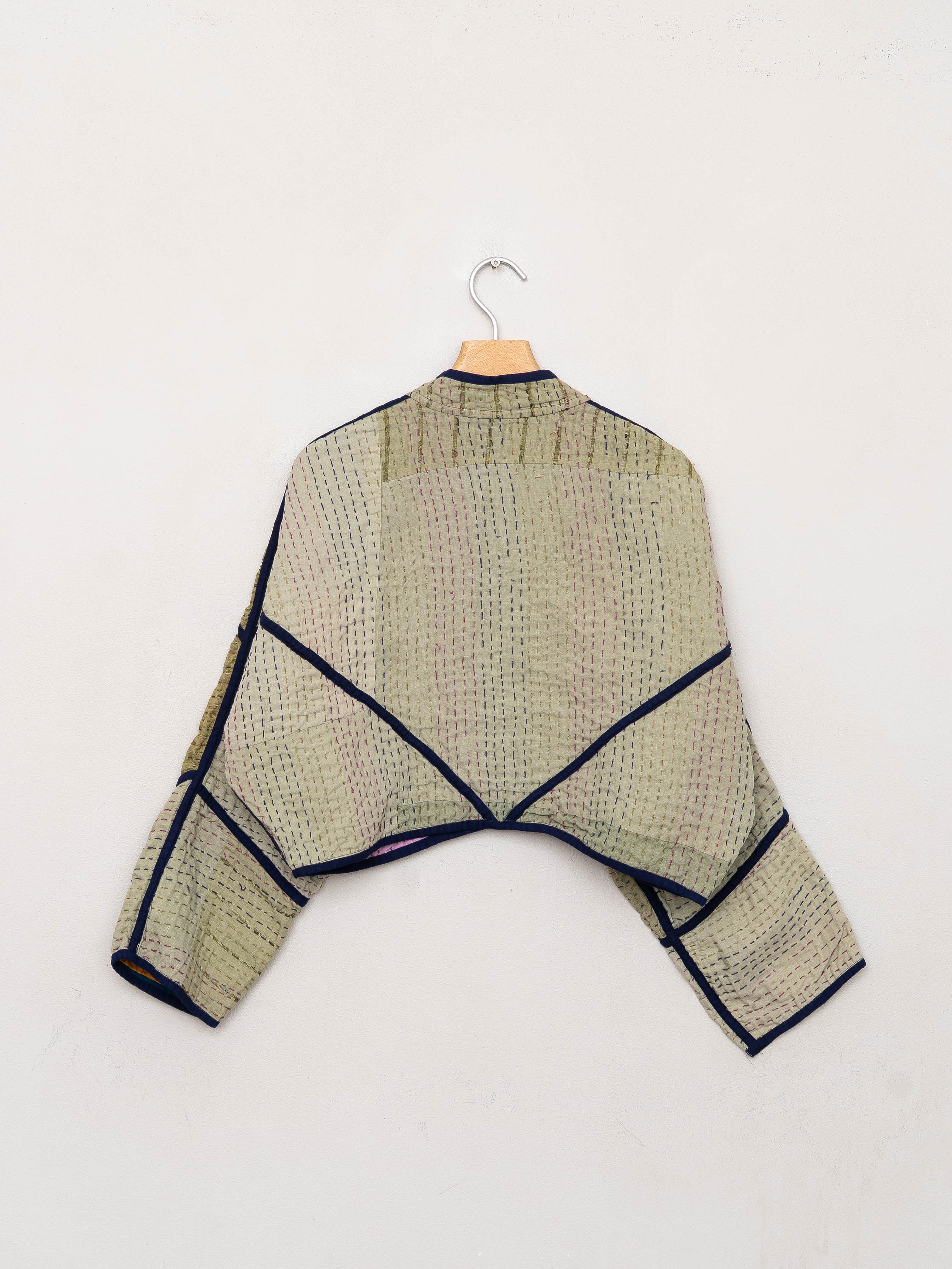 The Kaira Cropped Suzani Cut Out Kantha Jacket