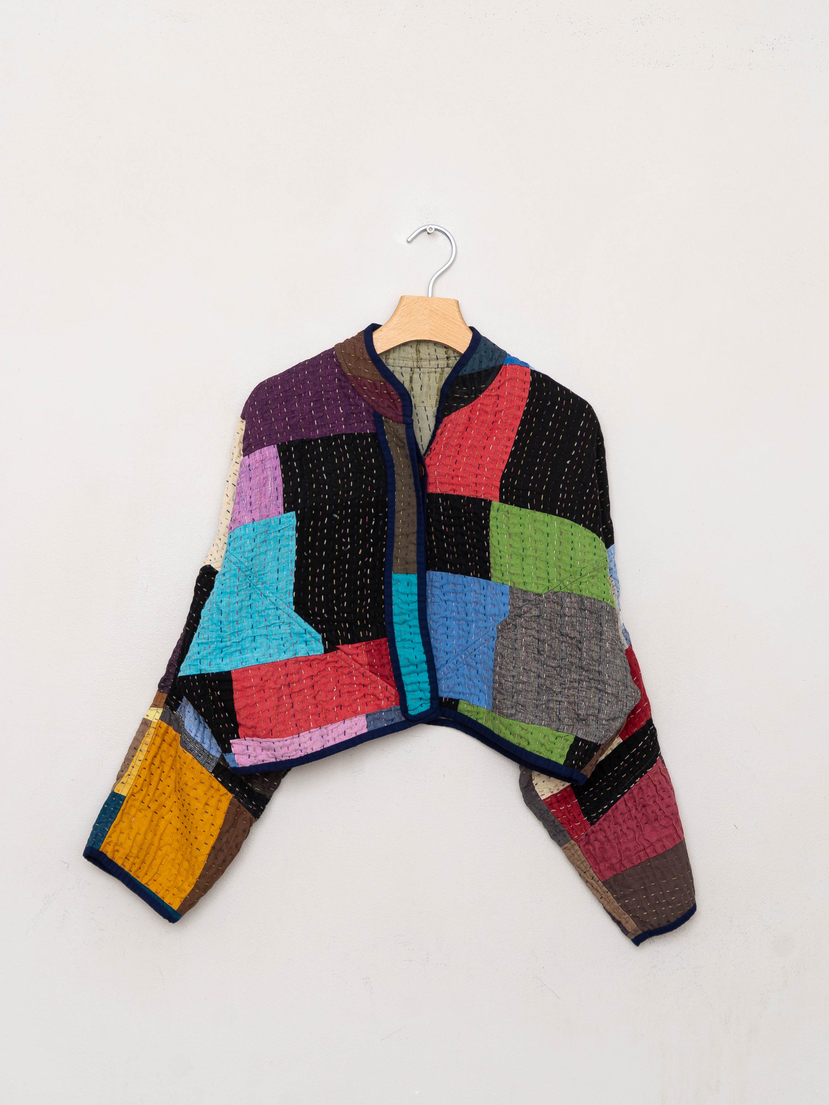 The Kaira Cropped Suzani Cut Out Kantha Jacket