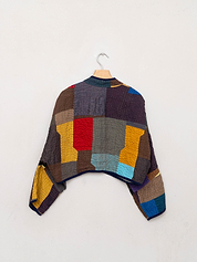 The Kaira Cropped Suzani Cut Out Kantha Jacket