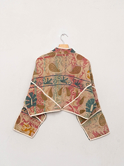 The Kaira Cropped Suzani Quilted Kantha Jacket