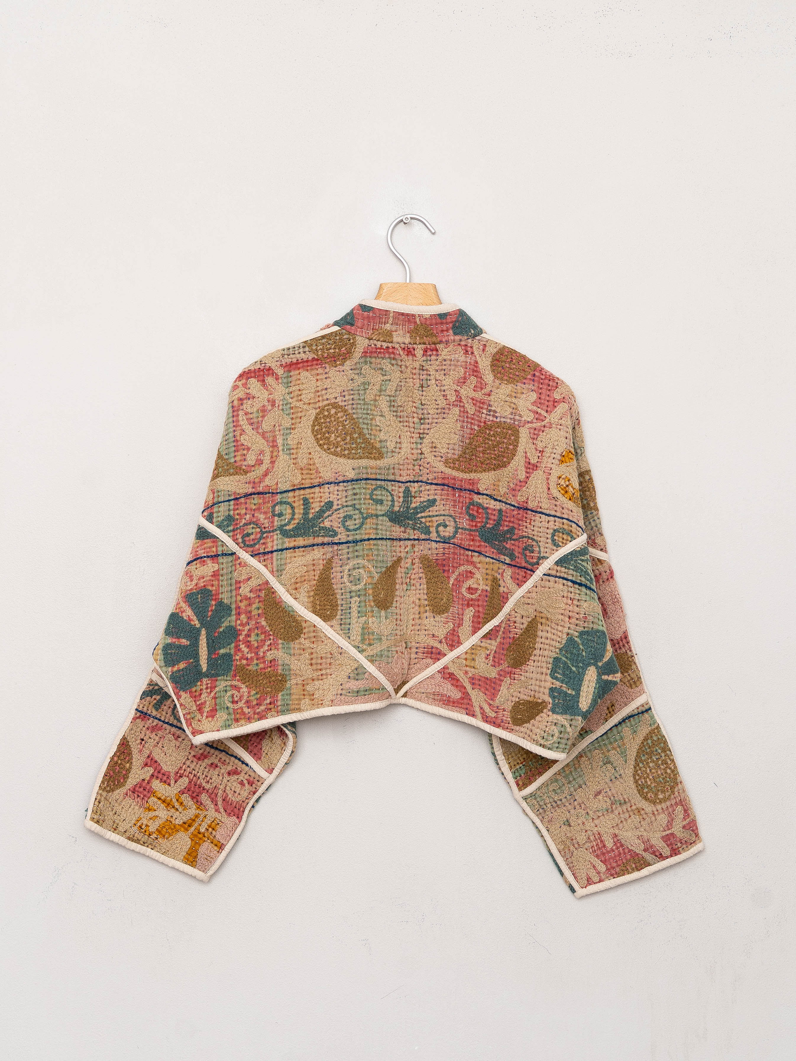 The Kaira Cropped Suzani Quilted Kantha Jacket