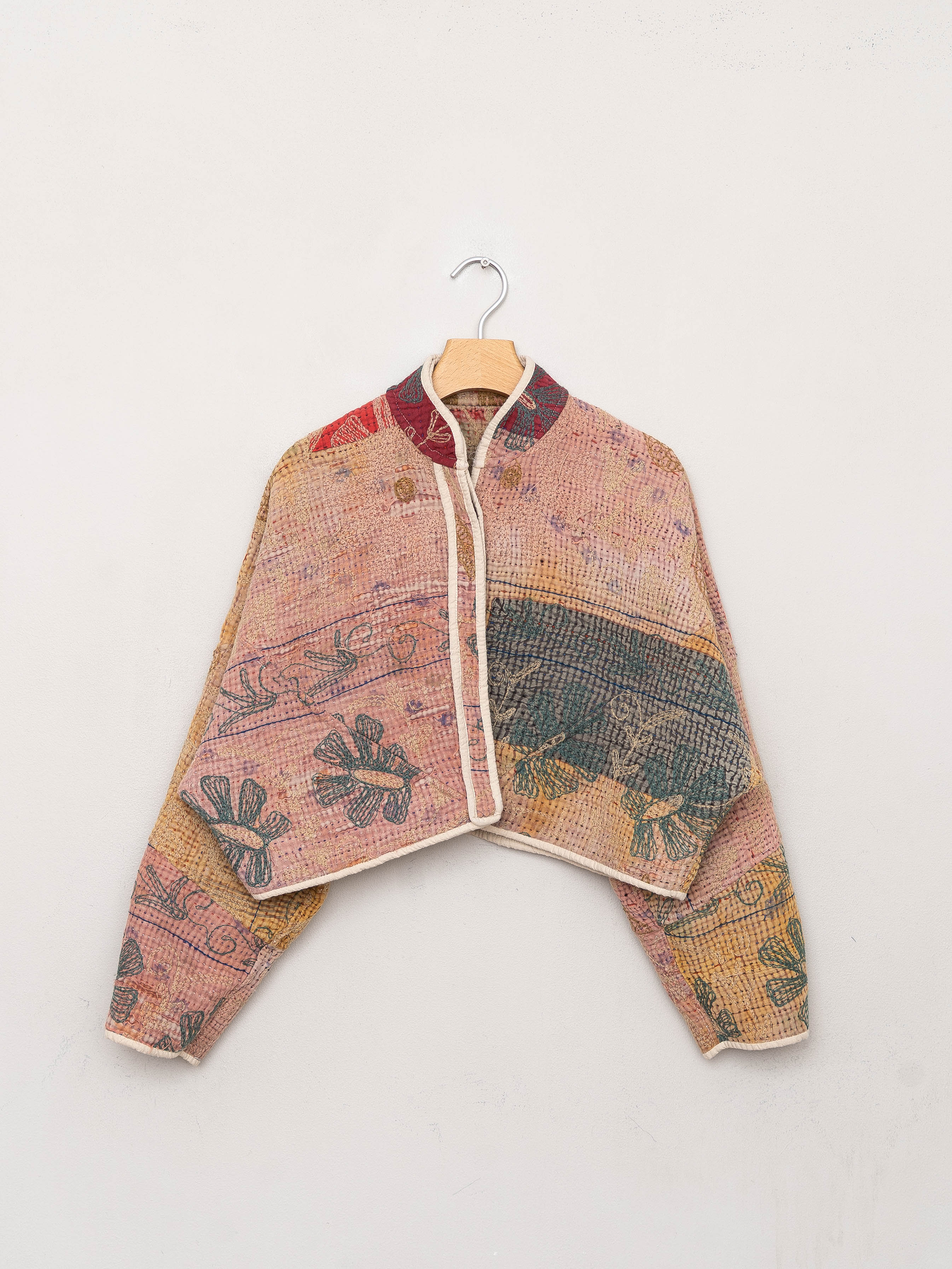 The Kaira Cropped Suzani Quilted Kantha Jacket
