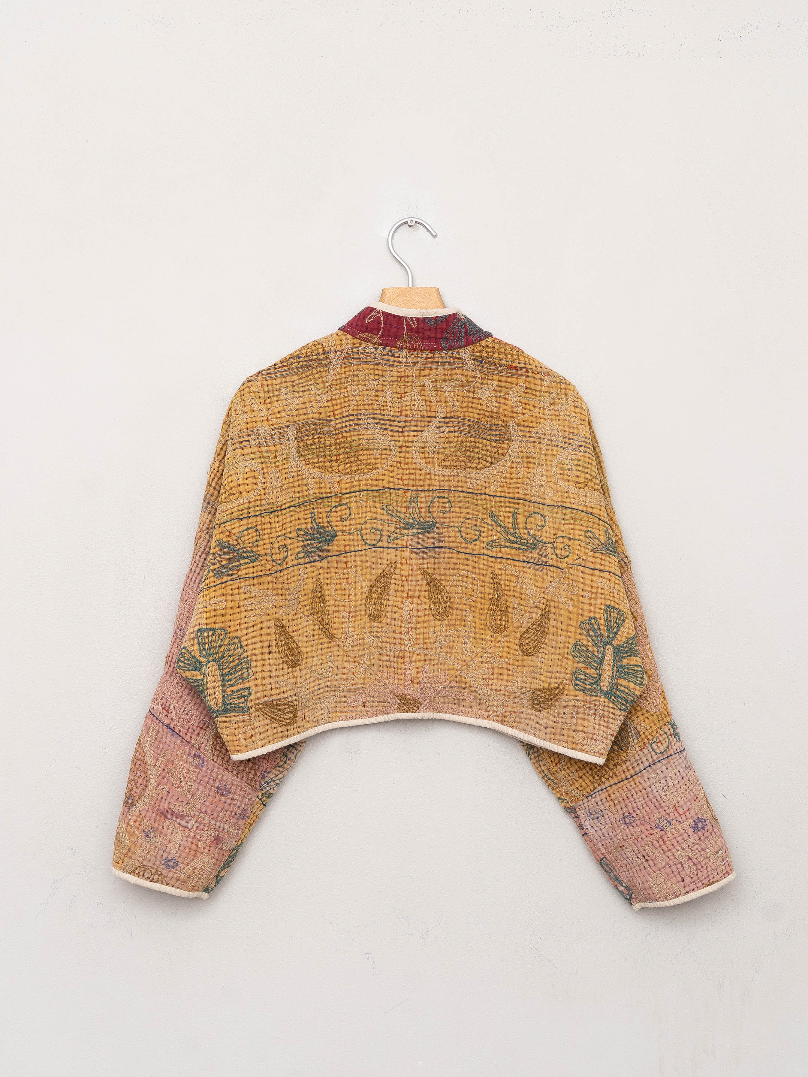 The Kaira Cropped Suzani Quilted Kantha Jacket