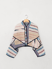 The Kaira Cropped Quilted Patchwork Kantha Jacket