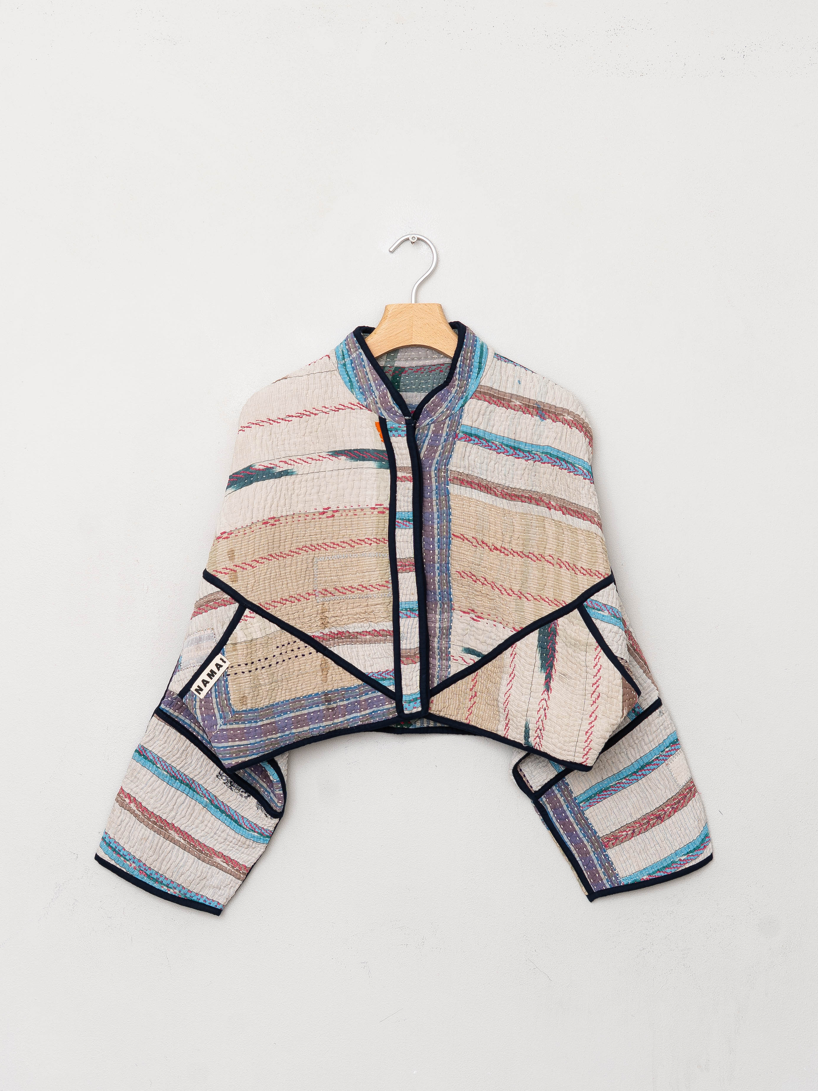 The Kaira Cropped Quilted Patchwork Kantha Jacket