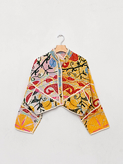 The Kaira Cropped Suzani Quilted Kantha Jacket