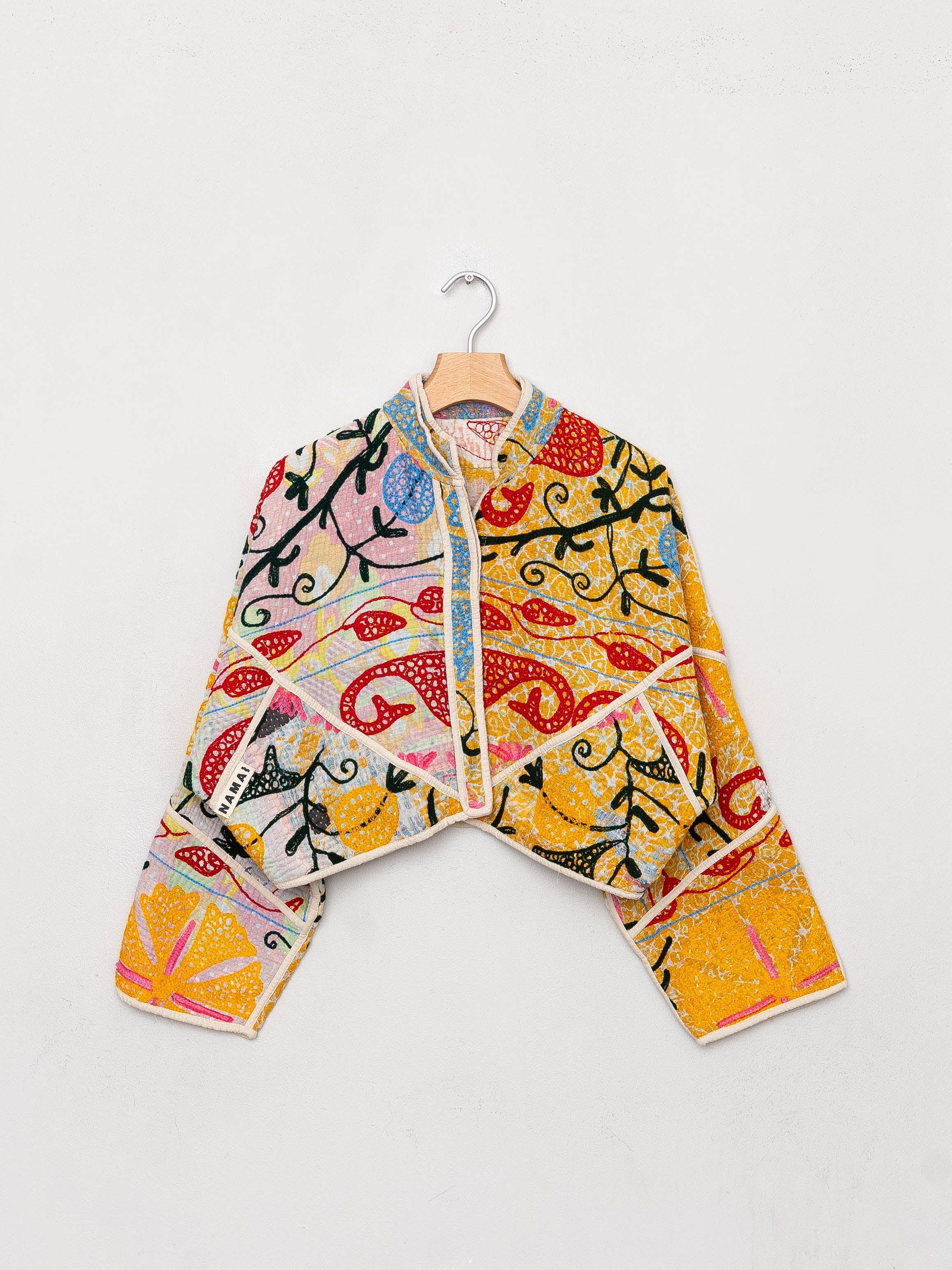 The Kaira Cropped Suzani Quilted Kantha Jacket