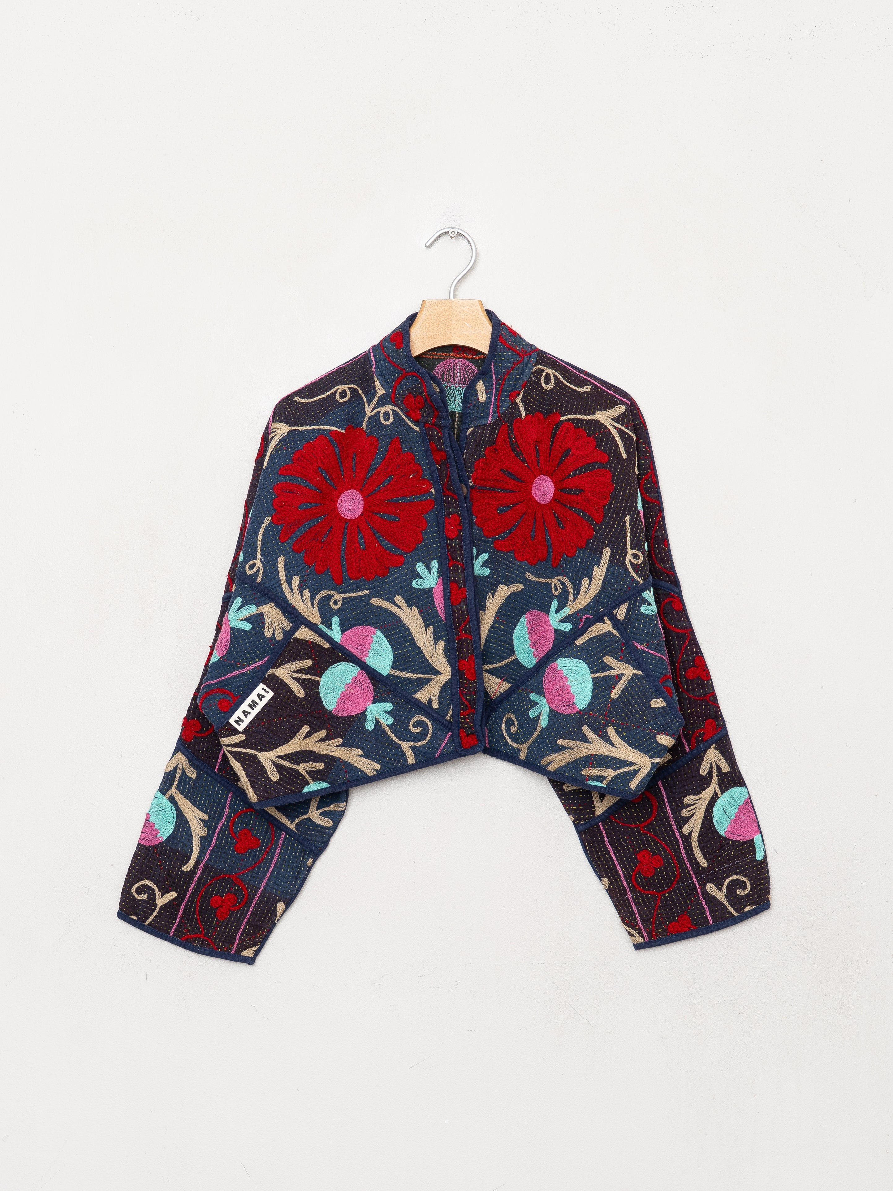 The Kaira Cropped Suzani Quilted Kantha Jacket