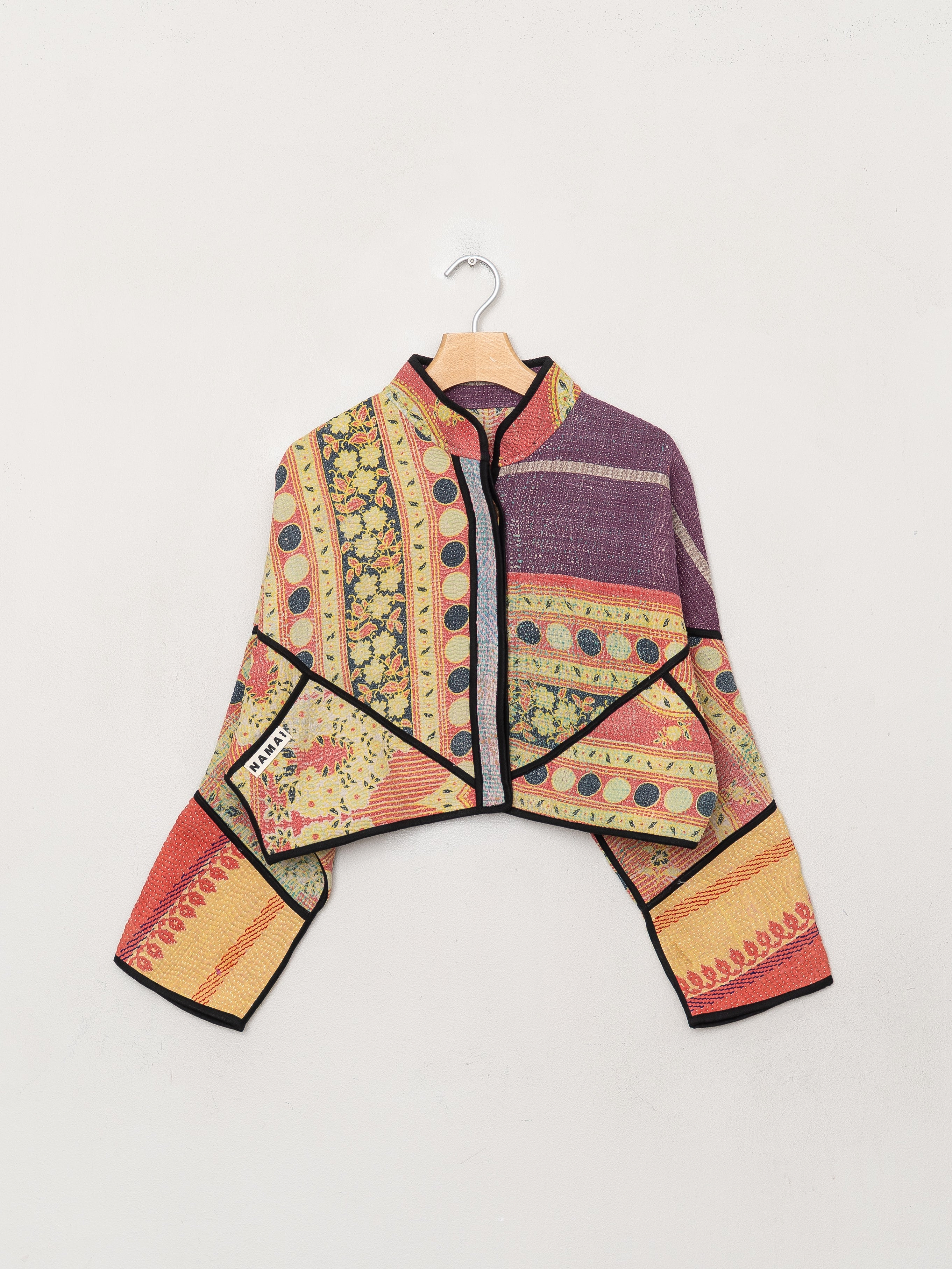 The Kaira Cropped Quilted Patchwork Kantha Jacket