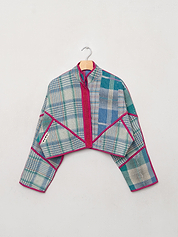 The Kaira Cropped Quilted Patchwork Kantha Jacket