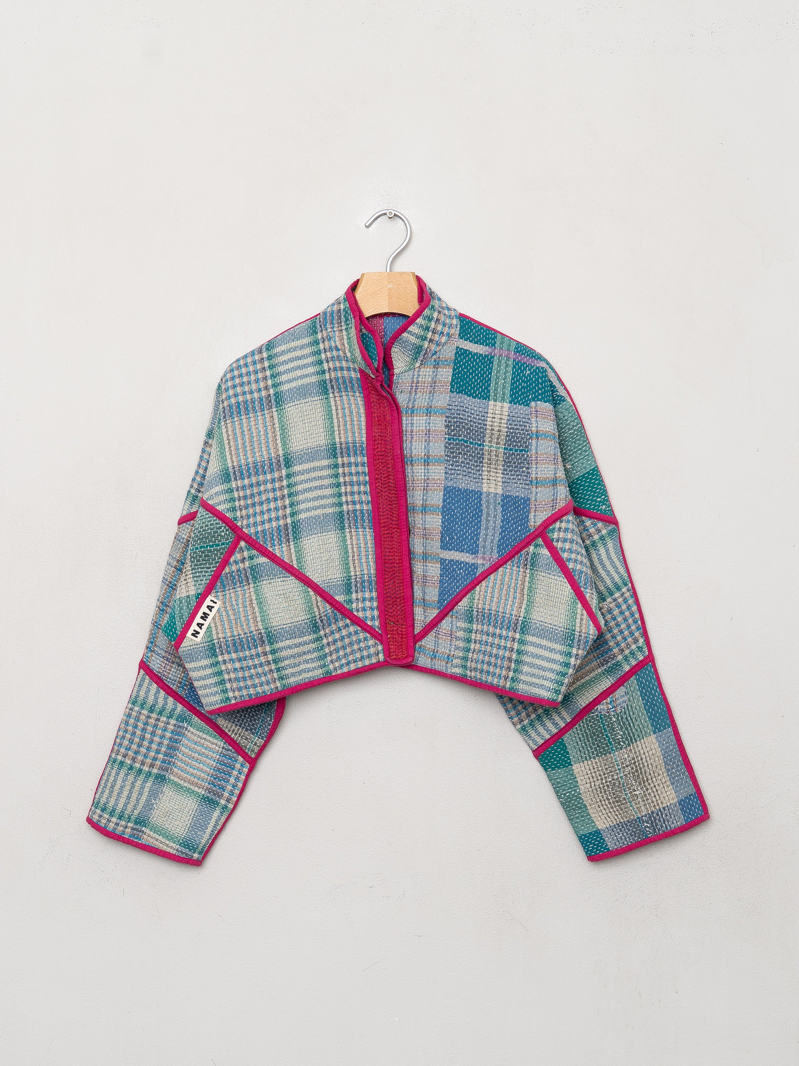 The Kaira Cropped Quilted Patchwork Kantha Jacket