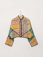 The Kaira Cropped Quilted Patchwork Kantha Jacket