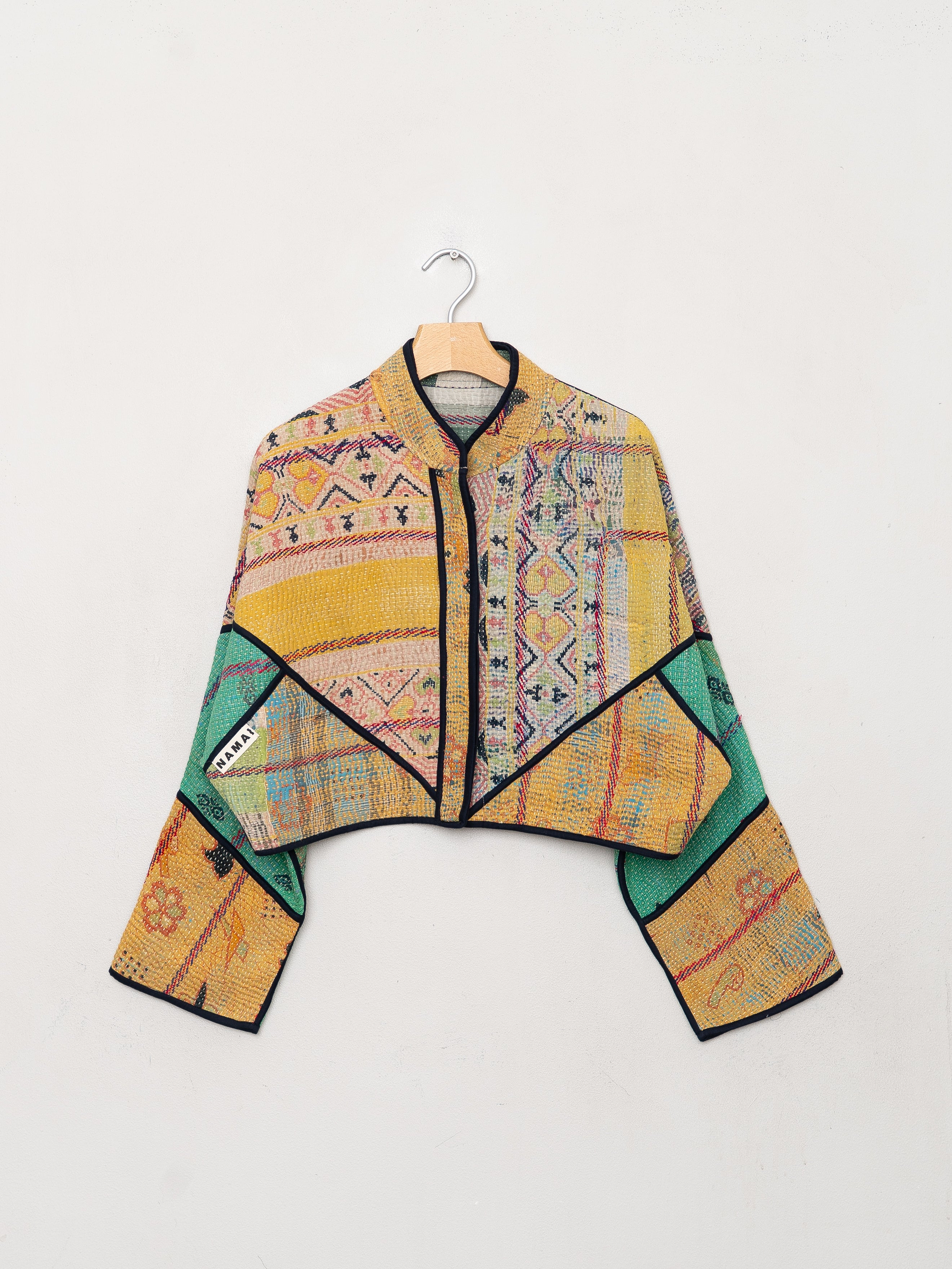 The Kaira Cropped Quilted Patchwork Kantha Jacket
