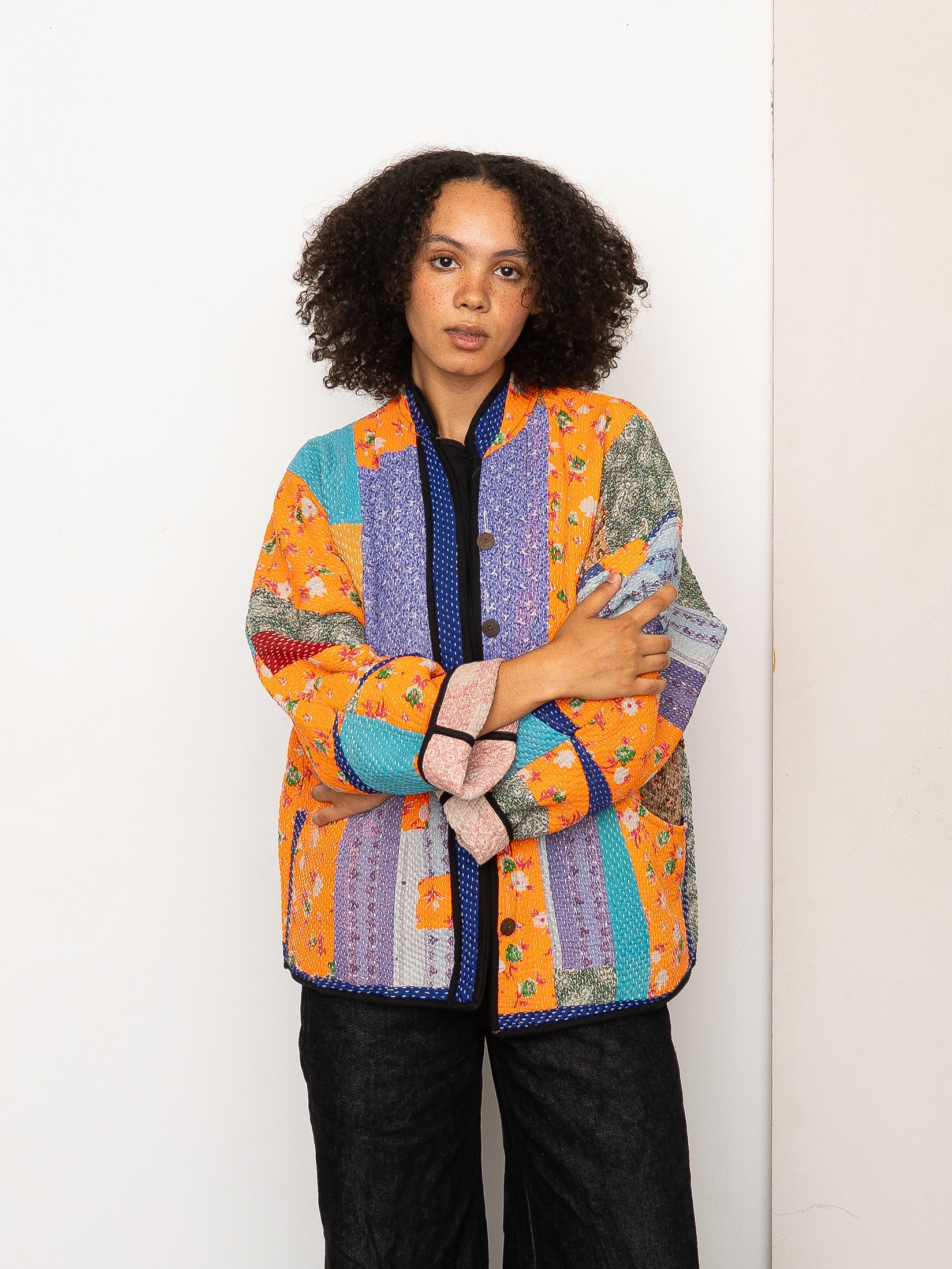 The Ladhiya Quilted Patchwork Kantha Jacket