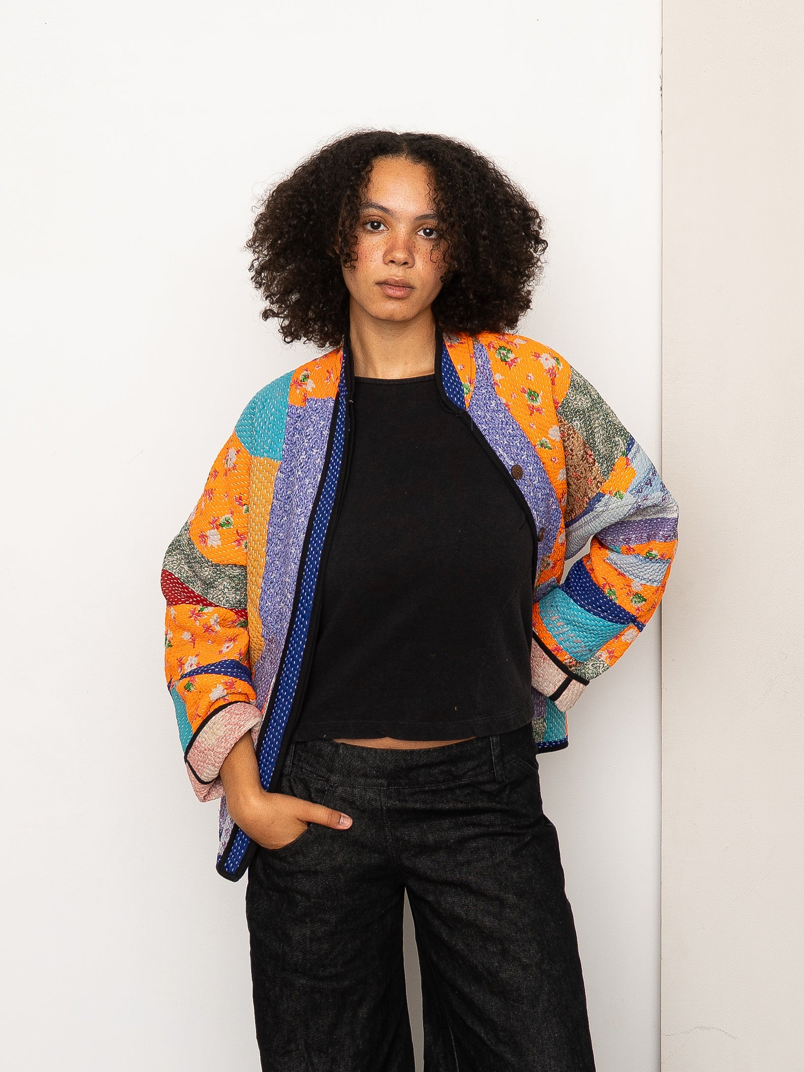 The Ladhiya Quilted Patchwork Kantha Jacket